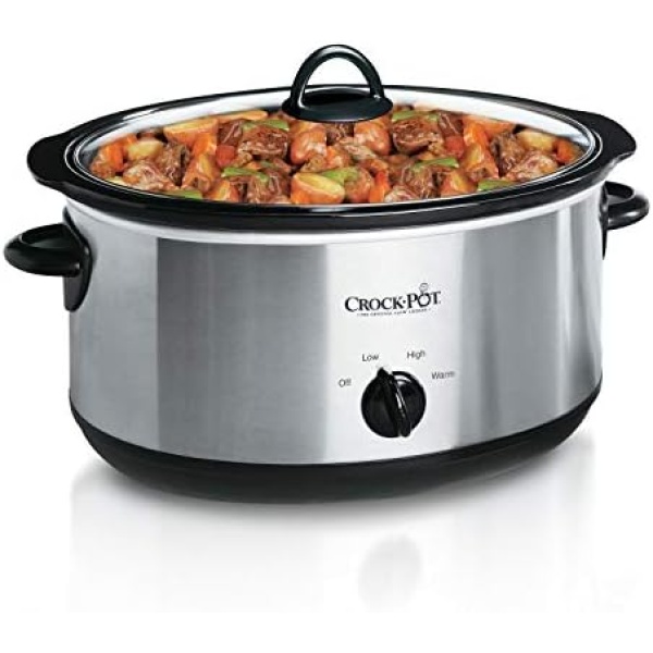 Crock-Pot 7 Quart Oval Manual Slow Cooker, Stainless Steel (SCV700-S-BR)