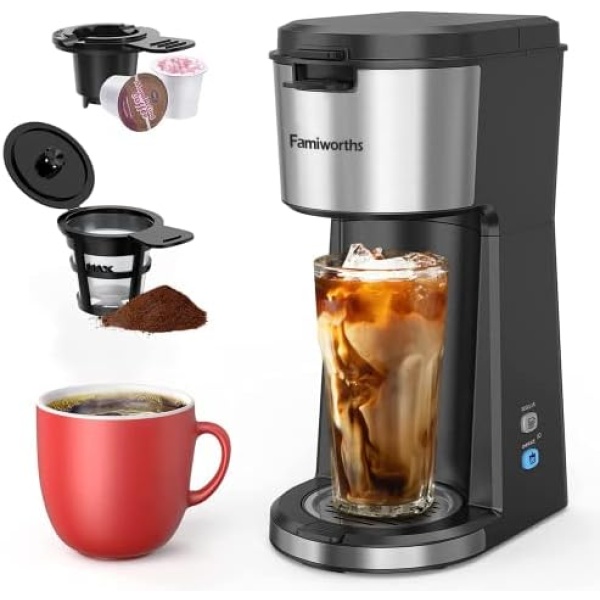 Famiworths Iced Coffee Maker, Hot and Cold Coffee Maker Single Serve